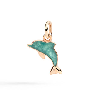 Charm Dolphin Earring 9K Pearl Enamel Turquoise