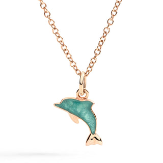 Charm Dolphin Earring 9K Pearl Enamel Turquoise