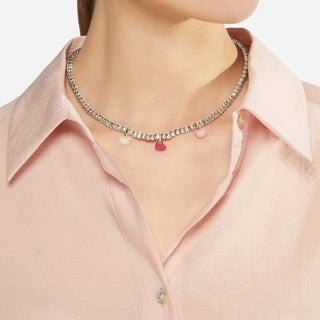 9K Rose Gold Heart Charm White Enamel