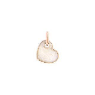 9K Rose Gold Heart Charm White Enamel