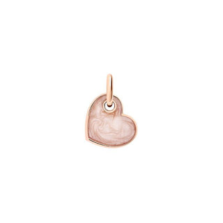 9K Rose Gold Heart Charm Pink Enamel