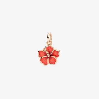 Rose Gold &amp; Enamel Hibiscus Flower Pendant