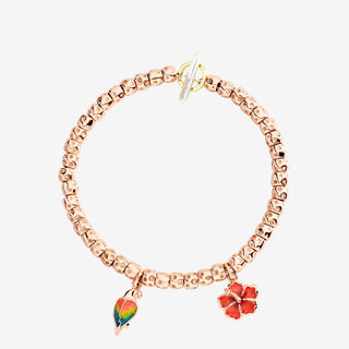 Ciondolo Fiore Ibisco Oro Rosa & Smalto