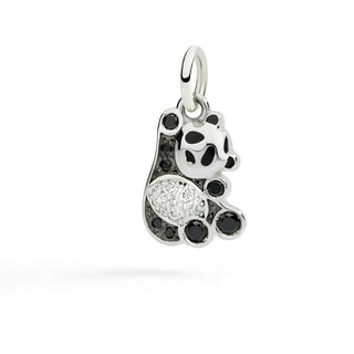 Charm Panda In Argento e Diamanti Black