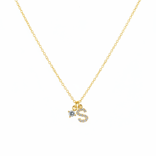 S Initial Necklace with Pavé Petit