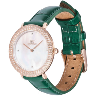 Orologio Crystalline Bezel 32 Green Croc Rose Gold Mop