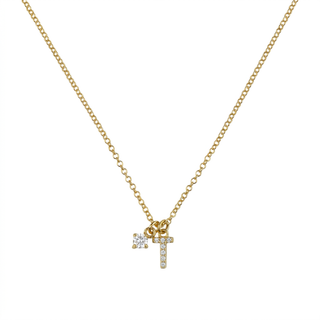 T Initial Necklace Pavé with Petit