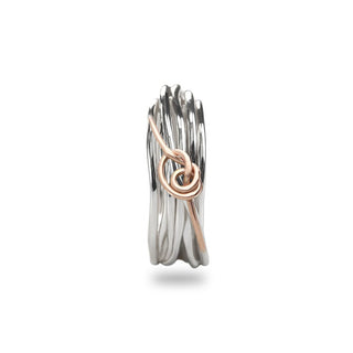 Anello Filodellavita Classic 7 Fili in Argento 925 e Nodino Filodamore in Oro Rosa 9kt