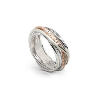 Anello Filodellavita Classic 7 Fili in Oro Rosa 9kt Argento 925 e Diamanti Bianchi