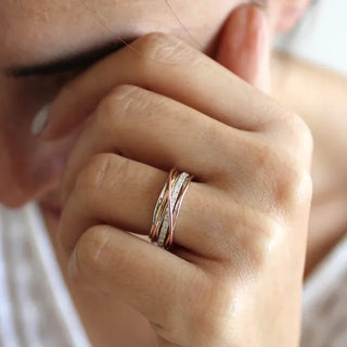 Filodellavita Classic 7 Fili in Oro Giallo 9kt, Argento 925 e Diamanti Bianchi