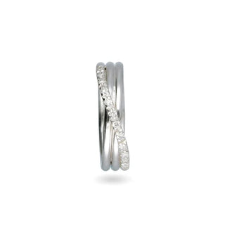 Anello Filodellavita Classic 3 Fili in Argento 925 e 12 Diamanti Bianchi