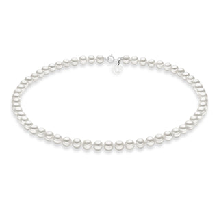 18KT White Gold Choker 7/7.5 Cultured Pearls Star Charm