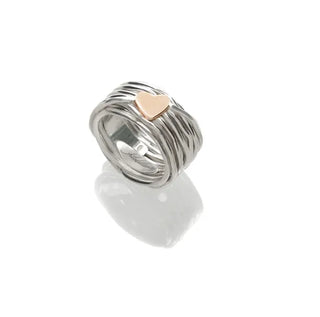 Anello Filodellavita Classic 13 Fili in Argento 925 e Cuore Sigillo Oro Rosa 9kt