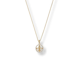 Collana Piccola Giglio Dorata Con Pave' Zirconi