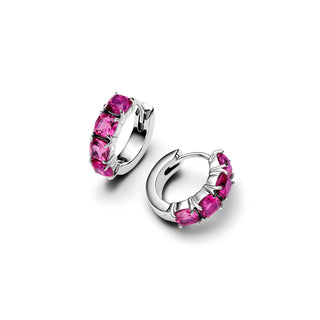 Orecchini a cerchio  Cristalli Rosa Scuro