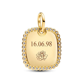 Charm Pendente Medaglia Quadrata Luminosa da incidere