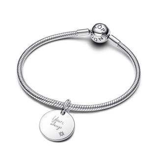 Charm Pendente Medaglia con diamante creato in laboratorio da incidere
