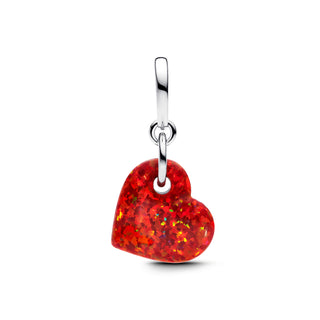 Charm Charm Pendente Cuore Opale Rosso