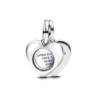 Engraved Heart Pendant Charm with Magnifying Glass