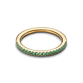 Pave Thin Band Ring Green