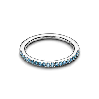Thin Light Blue Pavé Band Ring