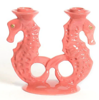 Coral Seahorse Candlestick