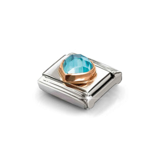 Link Composable Classic Cuore Azzurro in Oro rosa