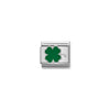 Composable Classic Green Four-Leaf Clover Link in Silver