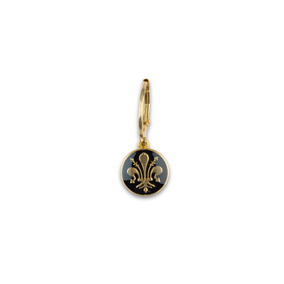 Single Black Florentine Lily Plate Earring