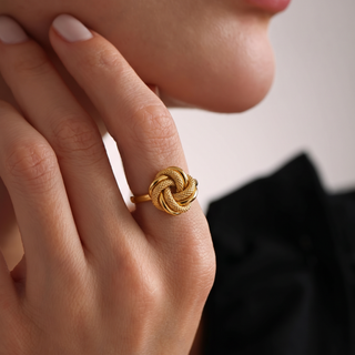 18kt Yellow Gold Yarn Ball Ring – Size 12
