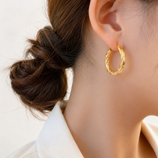 Orecchini a Cerchio Canna in Oro Giallo 18kt – 20mm