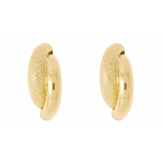 18kt Yellow Gold Smooth and Gadrooned Half-Hoop Earrings