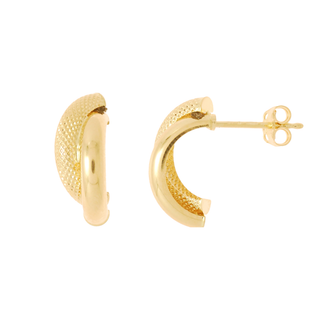 18kt Yellow Gold Smooth and Gadrooned Half-Hoop Earrings