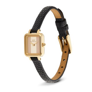 Orologio Daniel Wellington Quadro Mini Black Lizard Conwy Gold Donna 15,4x18,2 mm - DW00100957