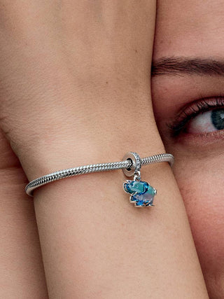 Charm Pendente Elefante Vetro di Murano Blu