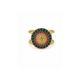 Anello Cocktail Zirconi Verdi Viola Crystal