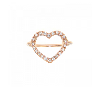 Rose Gold Heart and Diamond Ring