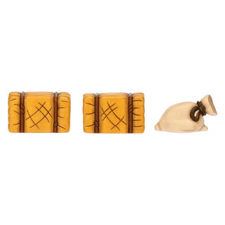 Set Sacco E Balle Di Fieno In Ceramica Presepe Classico