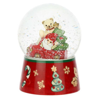 Boule De Neige Gnomo Oliver E Teddy In Vetro E Ceramica,