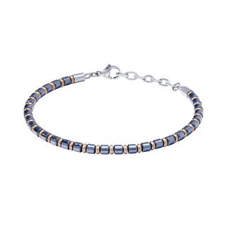 Bracciale in Acciaio Pvd Rosè e Ematite Nera