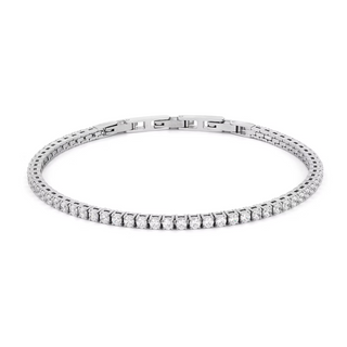 Bracciale Tennis in Acciaio e Zirconi Bianchi