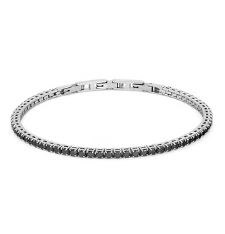 Bracciale Tennis in Acciaio e Zirconi Neri