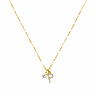 Pave Initial P Necklace w/Petit