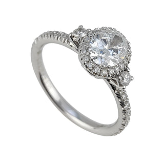 Anello 18kt Diamante Lab Grown Centrale Ovale Ct0,72+Ct1,07 di Contorno e Diamanti sul Gambo