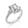 Anello Con Ottagono 18kt Lab G.d. Ct.2,44 Ottagono+cuori Laterali