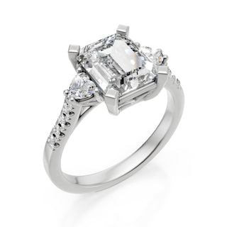 Anello Con Ottagono 18kt Lab G.d. Ct.2,44 Ottagono+cuori Laterali