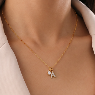 B Initial Necklace Pave C/Petit