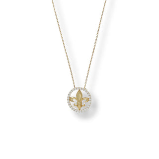 Collana Grande  Giglio Dorata Con Pave' Zirconi