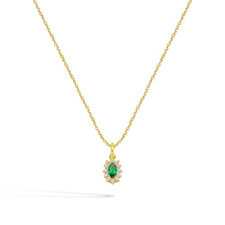 Collana Gemma Verde in Oro 9 Kt e Zirconi