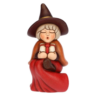 Befana Berta con regalo in ceramica, piccola Thun 5,3x9,3x11 cm - Armando Poggi Firenze